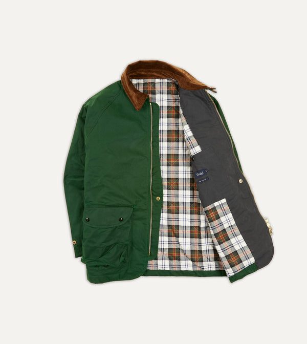 Drake's Green Waxed Coverall Jacket
