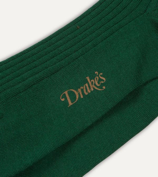 Drake's Green Wool Over-the-Calf Socks