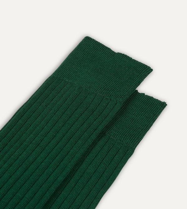 Drake's Green Wool Over-the-Calf Socks