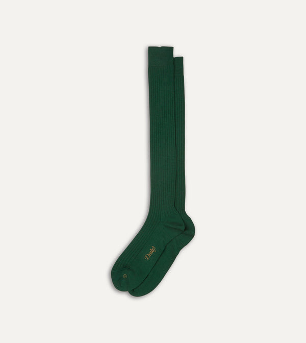 Drake's Green Wool Over-the-Calf Socks