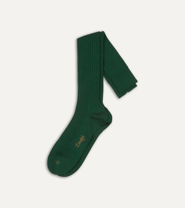 drake's Green Wool Over-the-Calf Socks