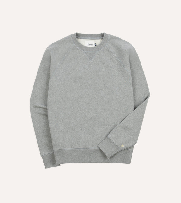 drake's Grey Brushed Cotton Jersey Sweatshirt