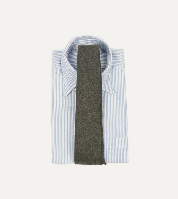 Drake's Grey Brushed Solid Hand Rolled Wool Tie