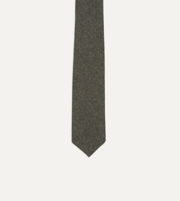 Drake's Grey Brushed Solid Hand Rolled Wool Tie
