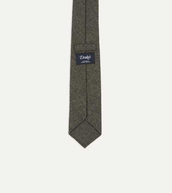 Drake's Grey Brushed Solid Hand Rolled Wool Tie