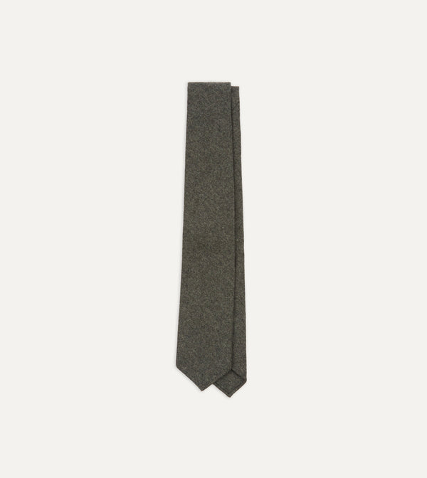 drake's Grey Brushed Solid Hand Rolled Wool Tie