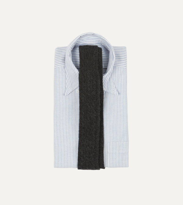 Drake's Grey Cashmere Cable Knitted Tie