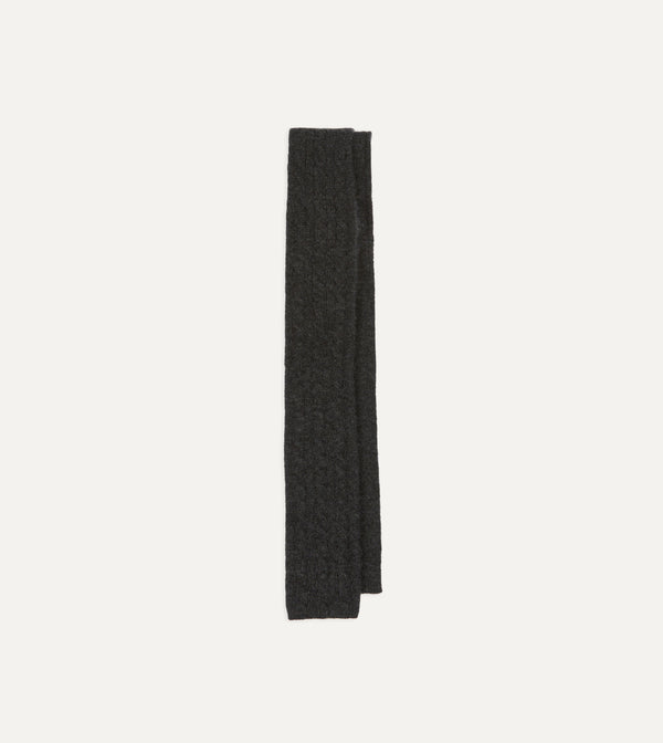 drake's Grey Cashmere Cable Knitted Tie