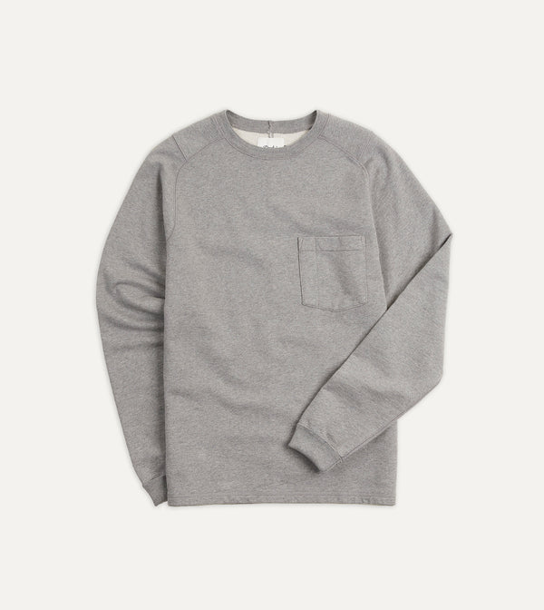 drake's Grey Cotton Long-Sleeve Hiking Sweatshirt
