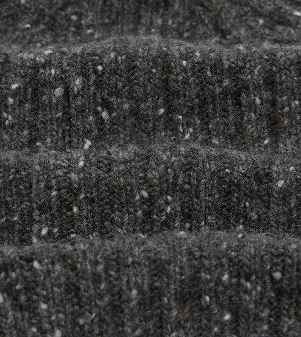 Drake's Grey Donegal Ribbed Merino Knit Cap