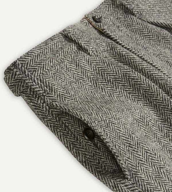 Drake's Grey Harris Tweed One Pleat Games Trousers