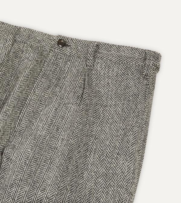 Drake's Grey Harris Tweed One Pleat Games Trousers