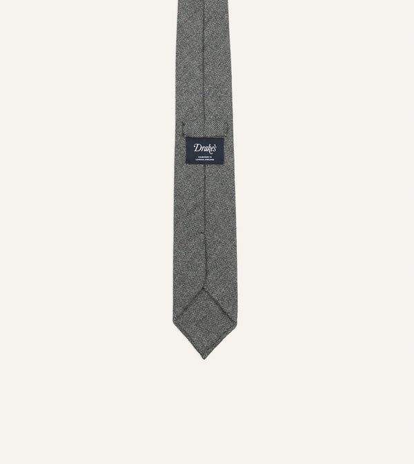 Drake's Grey Herringbone Hand Rolled Wool Tie