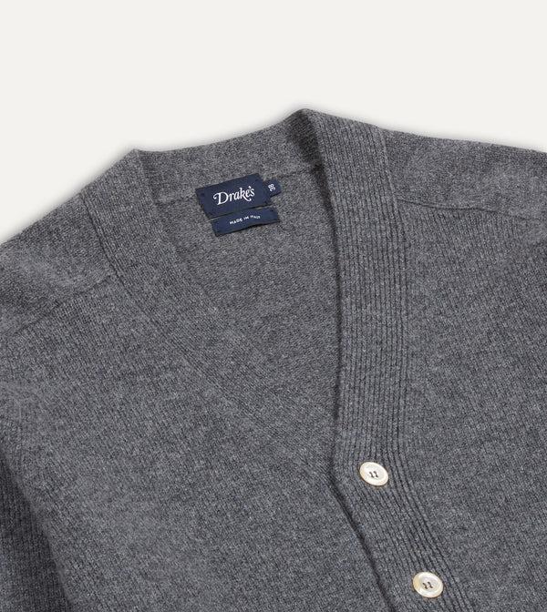 Drake's Grey Lambswool 6 Button Cardigan