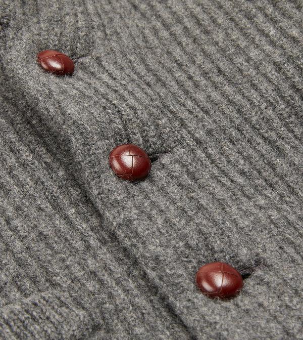 Drake's Grey Lambswool Shawl Collar Cardigan