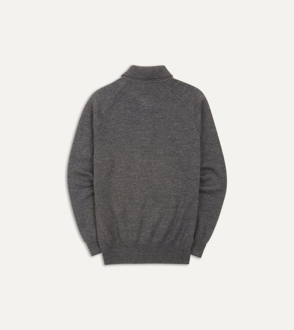 Drake's Grey Merino Wool Knitted Polo
