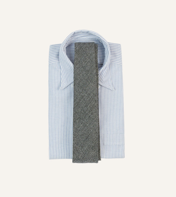 Drake's Grey Shetland Wool Tipped Tie