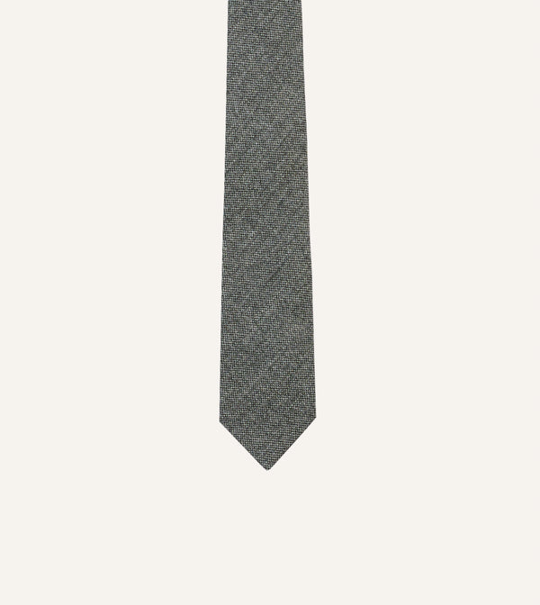 Drake's Grey Shetland Wool Tipped Tie