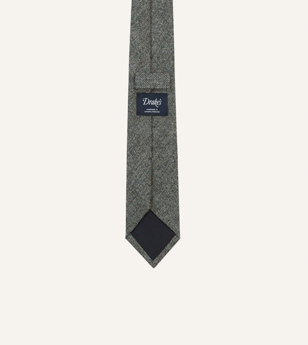 Drake's Grey Shetland Wool Tipped Tie