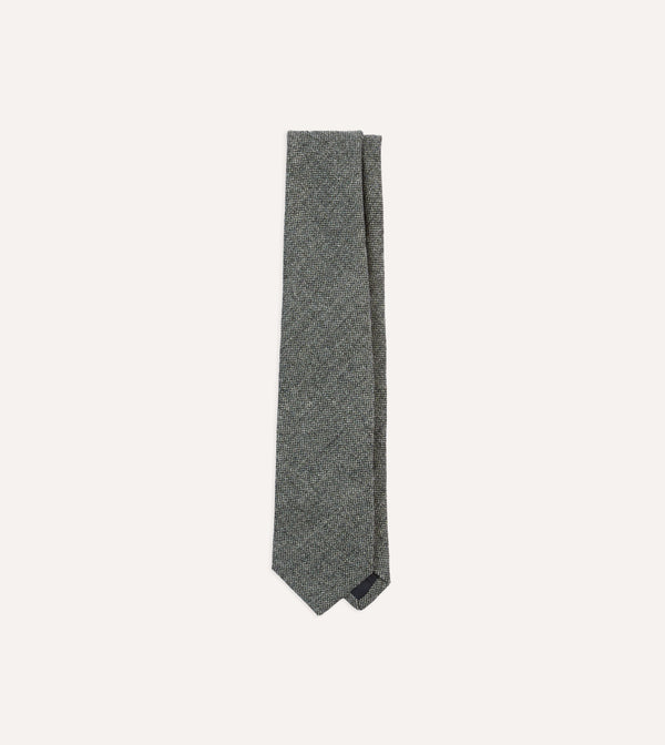 drake's Grey Shetland Wool Tipped Tie