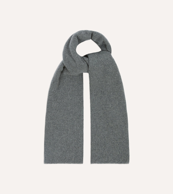 Drake's Grey Solid Wool Scarf