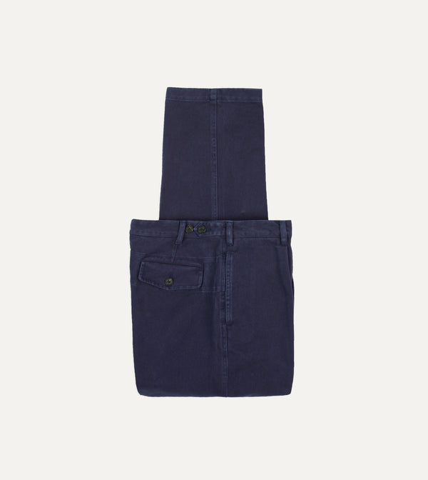 drake's Indigo Heavy Cotton Twill Games Trousers