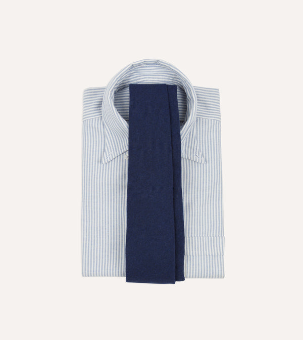 Drake's Indigo Pure Cashmere Solid Tipped Tie