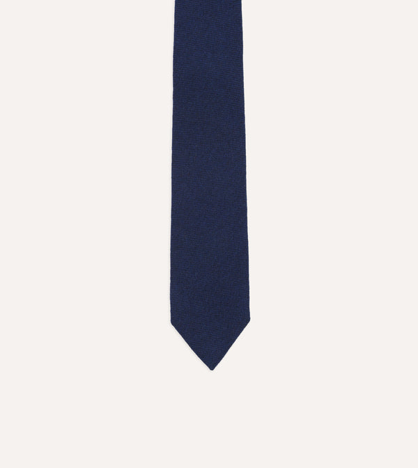Drake's Indigo Pure Cashmere Solid Tipped Tie