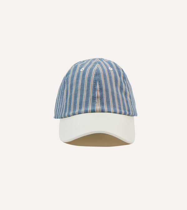 drake's Indigo Stripe Cotton Baseball Cap
