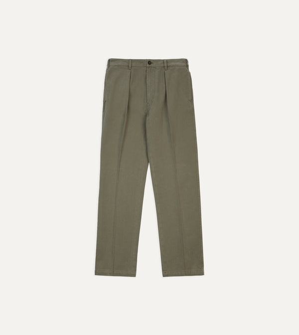 Drake's Khaki Heavy Cotton Twill Games Trousers