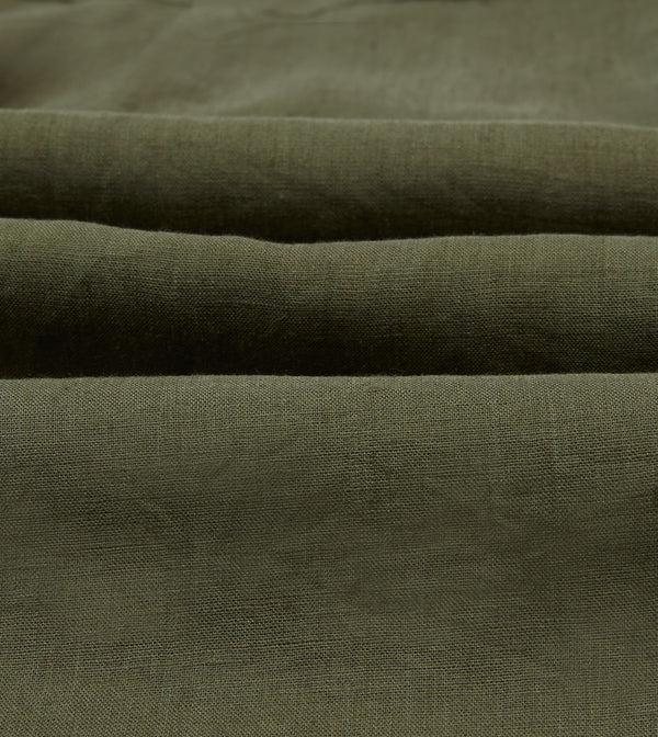 Drake's Khaki Linen Camp Collar Long Sleeve Shirt