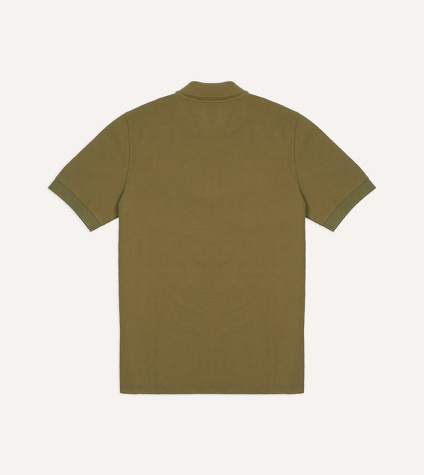 Drake's Khaki Piqué Cotton Polo Shirt