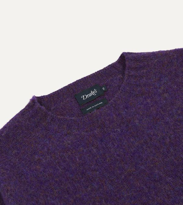 Drake's Lavender Brushed Shetland Crew Neck Jumper