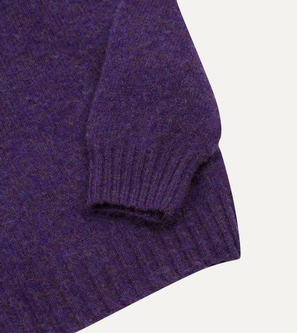 Drake's Lavender Brushed Shetland Crew Neck Jumper
