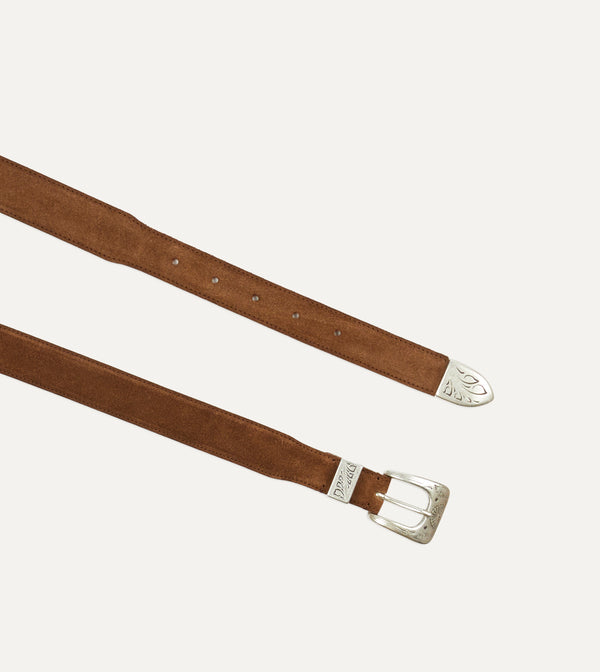 Drake's Light Brown Suede Western Belt