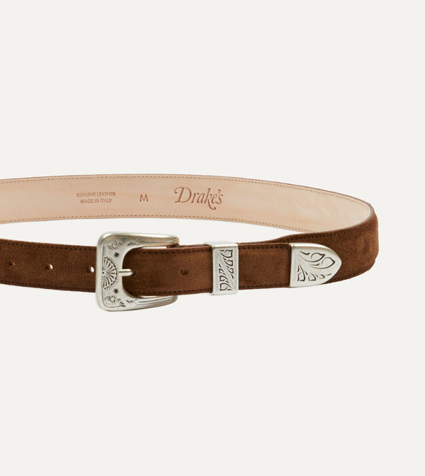 Drake's Light Brown Suede Western Belt