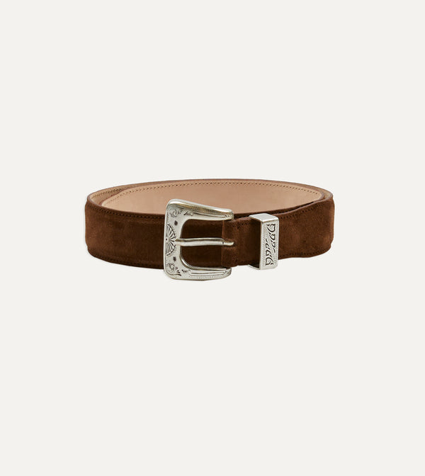 drake's Light Brown Suede Western Belt