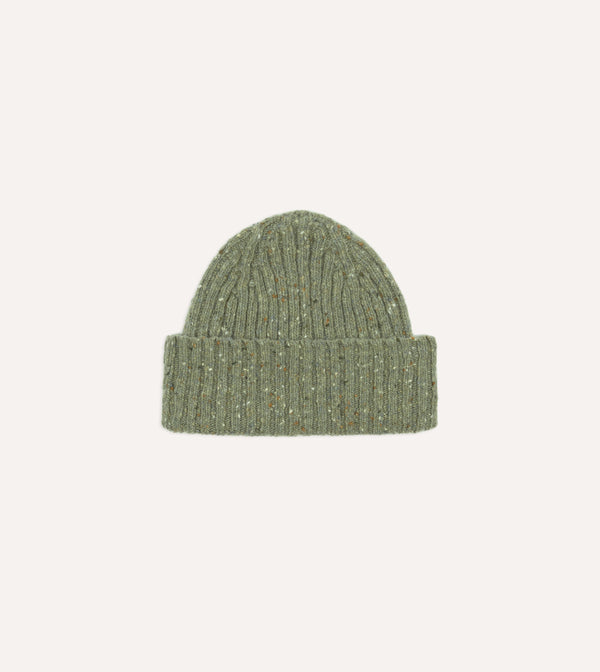 drake's Light Green Donegal Ribbed Merino Knit Cap