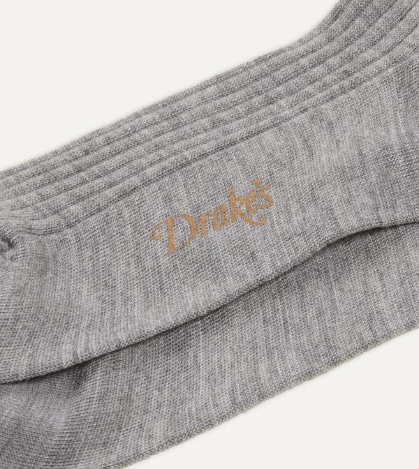 Drake's Light Grey Wool Over-The-Calf Socks