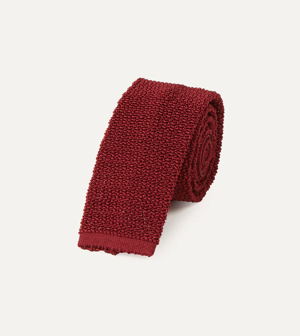 Drake's Light Wine Knitted Silk Solid Colour Tie
