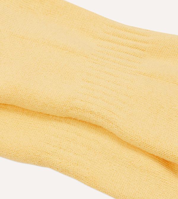 Drake's Light Yellow Cotton Sports Socks