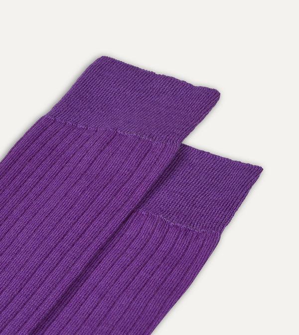 Drake's Lilac Wool Over-the-Calf Socks