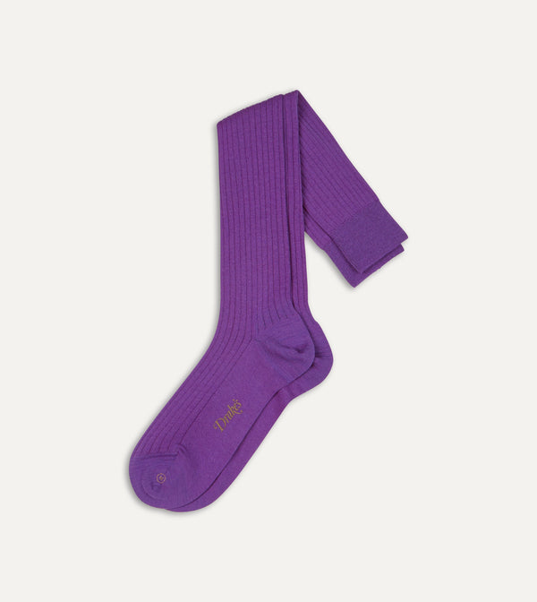 drake's Lilac Wool Over-the-Calf Socks