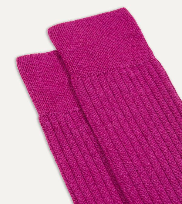 Drake's Magenta Wool Mid-Calf Socks