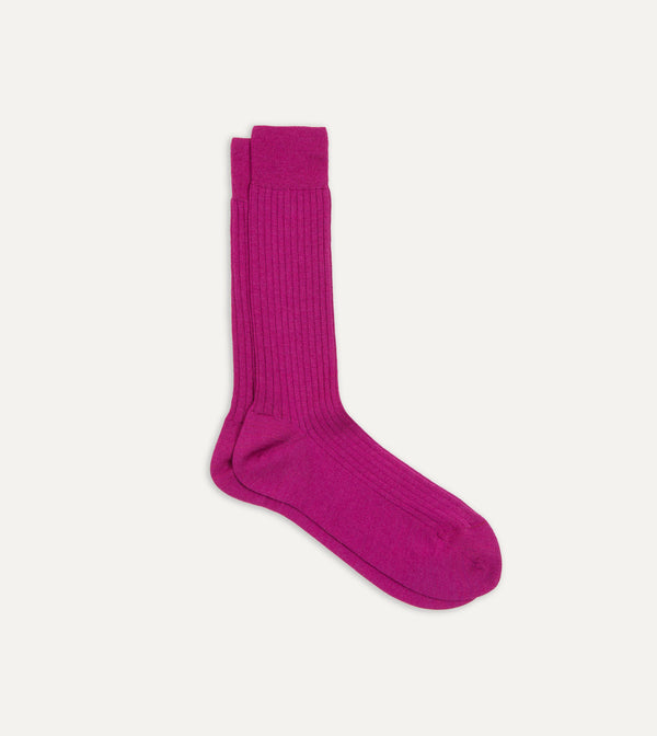 drake's Magenta Wool Mid-Calf Socks