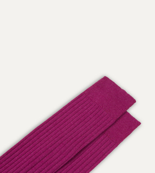 Drake's Magenta Wool Over-the-Calf Socks