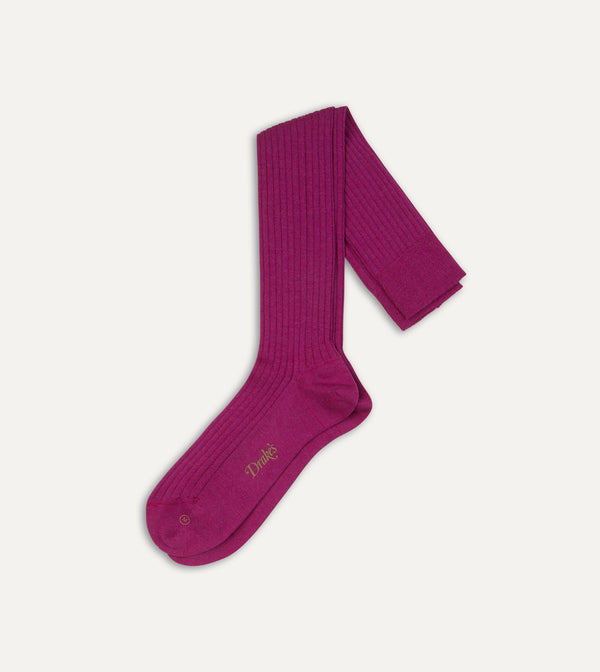 drake's Magenta Wool Over-the-Calf Socks