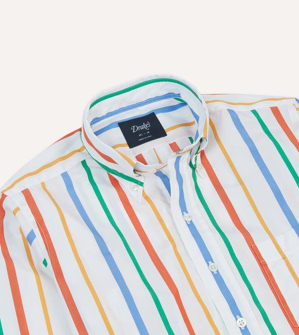 Drake's Multi Stripe Poplin Button-Down Shirt