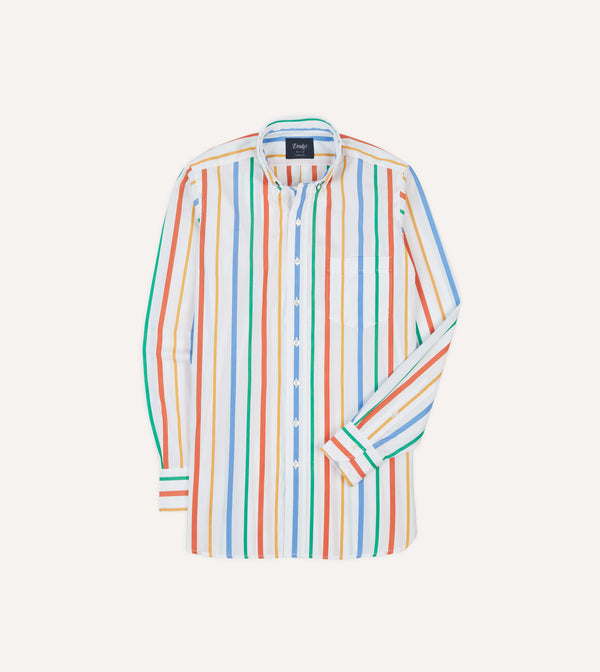 drake's Multi Stripe Poplin Button-Down Shirt