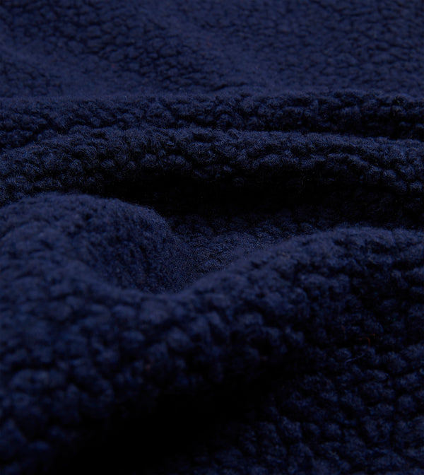 Drake's Navy Boucle Wool Zip Fleece Vest